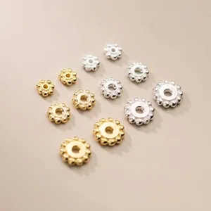 Perline Distanziatrici a Forma di Ingranaggio a Fiore in Argento Sterling 925 Oro Argento Galvanizzato per Gioielli Fai da Te
