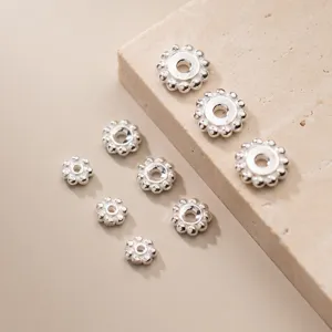 Perline distanziatrici fiore argento S925 4-7mm per la creazione professionale gioielli fai da te