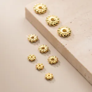 Distanziatori a fiore in argento S925 placcato oro per creazione di gioielli fai da te