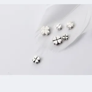 Handmade S925 silver four-leaf clover spacer beads for DIY jewelry making accessories