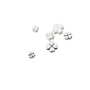 Premium S925 sterling silver four-leaf clover spacer beads for handmade DIY jewelry making
