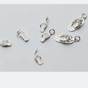 Sterling silver S925 flip-flop charms for DIY handmade jewelry pendants accessories