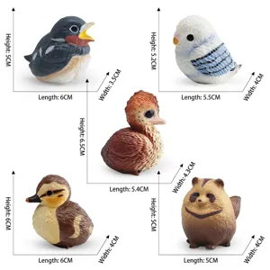 Set aus 5 realistischen Miniatur-Tierfiguren mit Maßen für pädagogisches Spielen