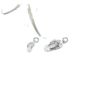 S925 sterling silver flip-flop charms with floral and textured patterns for DIY jewelry