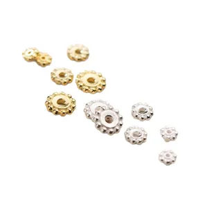Perline distanziatrici a fiore in argento S925 placcato oro per gioielli DIY 4-7mm