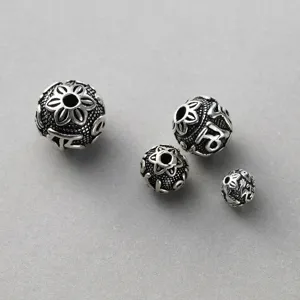 S925 Sterling Silver Mani Mantra Spacer Beads Vintage Thai Silver Six-Word Proverb Beads DIY Jewelry Accessories For Bracelets