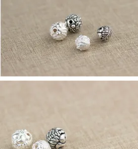 Macro weergave van S925 sterling zilveren kralen met gedetailleerde Pixiu gravures voor DIY