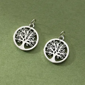 S925 sterling silver hollow round Tree of Life pendant charm for DIY jewelry making