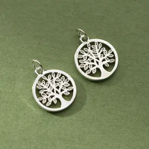 High-quality S925 sterling silver tree of life cutout round pendant for DIY jewelry making