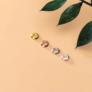 Four colors of S925 sterling silver thin round spacer beads for DIY jewelry design