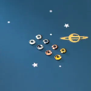 S925 silver thin round spacer beads in gold, rose gold, and silver finishes for DIY jewelry.
