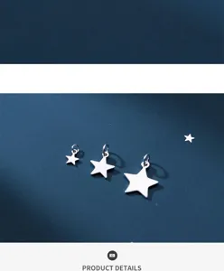 Tres tamaños de colgantes de estrella minimalistas en plata de ley para joyería