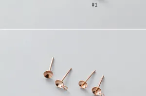 Close-up of rose gold plated S925 sterling silver earring posts with pearl trays