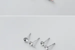 Close-up view of S925 sterling silver DIY earring pins with pearl cup settings.