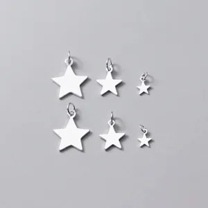 Colgante Solo Sin Cadena Plata de Ley 925 Estrella Charm Minimalista Pulido Colgante de Estrella de Cinco Puntas Para DIY Joyería Pulsera Collar Accesorios