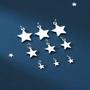 Colgantes de estrella minimalistas en plata de ley S925 para joyas DIY en varios tamaños