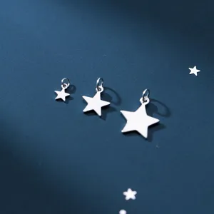 Juego de tres colgantes estrella de plata de ley S925 para creación de joyería DIY
