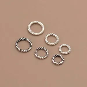925 Sterling Silver Twist Jump Rings DIY Jewelry Making Components Antiqued Thai Silver Gold Plated Closed Connector Loop Rings