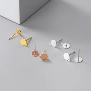 S925 zilveren platte pad oorstekers oorbellen basis met oogje diy sieraden componenten
