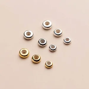 Χάντρες από Ασήμι 925 Με Ένθετο Σιλικόνης Για DIY Κατασκευή Κοσμημάτων Στρογγυλές Χάντρες Τοποθέτησης Επίχρυσες και Επάργυρες