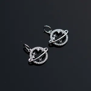 S925 sterling silver micro-paved planet pendants with sparkling cubic zirconia stones