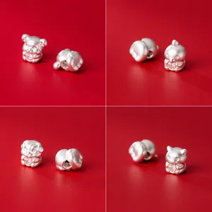 Perline animali zodiacali 3D in argento sterling 999 per creazione di gioielli fai da te