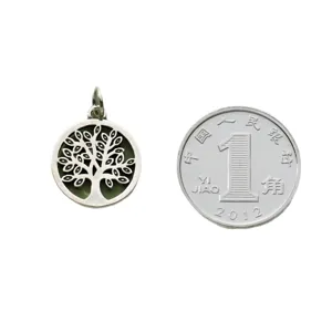 S925 sterling silver hollow round Tree of Life pendant charm for DIY jewelry making