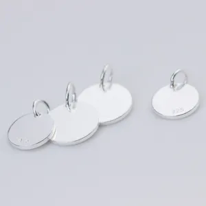 S925 Sterling Silver Round Plate Pendant Mirror Polished Circle Disc Charms For DIY Jewelry Making Accessories Silver Blank Tags