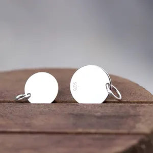 Professional S925 sterling silver polished mirror round disc pendant for DIY jewelry accessories