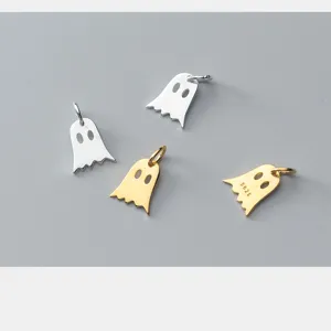 Cute S925 sterling silver ghost pendant charms in silver and gold for DIY jewelry