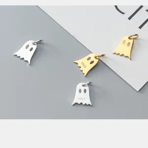 Handmade S925 sterling silver ghost charms for DIY jewelry making in gold and silver
