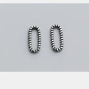 Vintage S925 sterling silver threaded oval closed jump rings for handmade DIY jewelry making