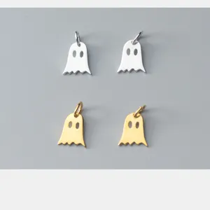 S925 sterling silver and gold plated cute ghost charms for DIY handmade jewelry crafts