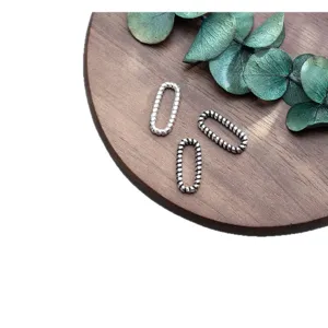 Retro S925 sterling silver threaded oval rings for DIY jewelry making accessories