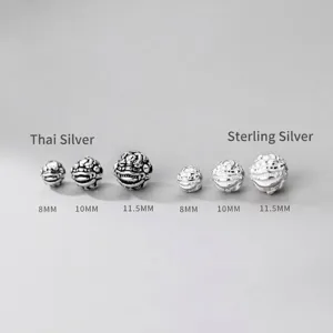 Retro S925 Sterling Zilver Gelukkige Pi Xiu Ronde Kralen Thaise Zilveren Tussenstukken Voor Handgemaakte Sieraden Armband