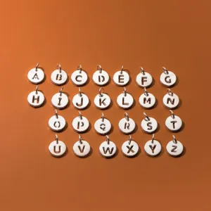 925 Sterling Silver Hollow Round Alphabet Pendant DIY Jewelry Accessory Letter Charm For Necklace Bracelet Handmade Craft Components