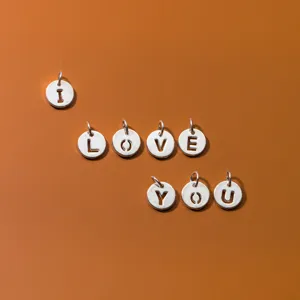 S925 sterling silver hollow alphabet letter circular charms spelling I LOVE YOU