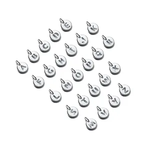 S925 sterling silver cutout letter round pendants for DIY jewelry making accessories