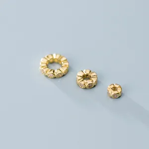 Distanziatori in argento 925 placcato oro con pietre per creazione gioielli fai da te