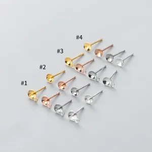 Premium S925 sterling silver earring stud components with pearl tray for DIY jewelry