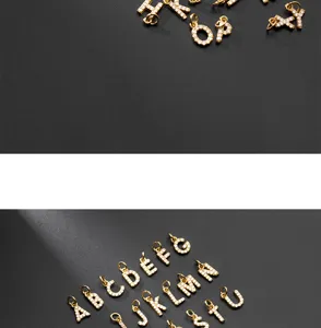 S925 Silber vergoldet Zirkon Alphabet Buchstabe Anhänger DIY Schmuck Zubehör 1Stk