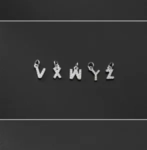 S925 Silber Mikropflaster Zirkon Buchstabe Anhänger DIY Schmuck Zubehör für Armbänder.