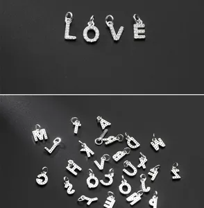 S925 Silber Mikropflaster Zirkonia Buchstaben Anhänger DIY Armband Schmuck Zubehör