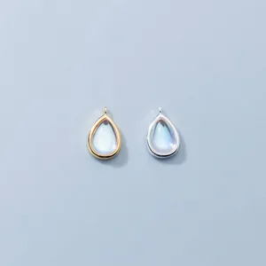 S925 Sterling Silver Synthetic Moonstone Teardrop Pendant Electroplated DIY Jewelry Charm For Bracelet Necklace Making Women Accessories