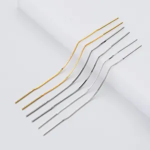 925 Sterling Zilver Boxketting Oordraad Halfafgewerkte Dubbele Stift Gegalvaniseerde Oorbel Onderdelen Voor DIY Sieraden Maken Accessoires