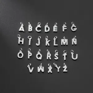 925 Sterlingsilber Alphabet Buchstabe Anhänger Mit Zirkonia Vergoldet DIY Charms Für Halskette Armband Damen Schmuck
