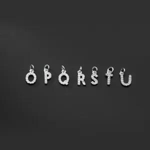 S925 Silber Mikro-Pavé Zirkonia Buchstabe O P Q R S T U Anhänger für DIY Schmuckherstellung.
