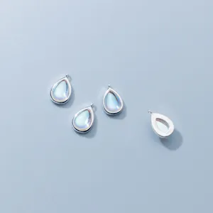 Elegant S925 sterling silver water-drop pendants with synthetic moonstone for DIY jewelry