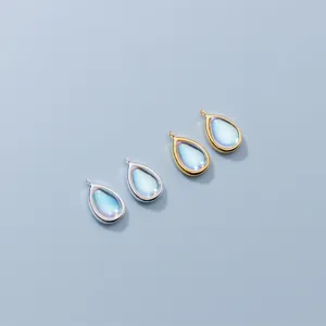 S925 silver teardrop charms with synthetic moonstone in gold and silver finishes