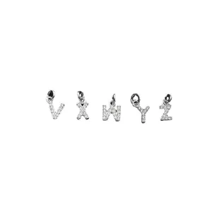 S925 Silber Zirkonia Buchstaben Anhänger DIY Armband Charms Schmuck Zubehör Accessoires